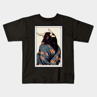 Wild ox japanese with kimono vintage Kids T-Shirt